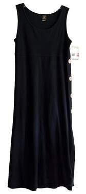 Vintage Wearabouts Black Maxi Dress M USA Side Button NWT 80s 90s